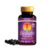 BioAstin Supreme de Nutrex Hawaii, botella y cápsulas, posible apoyo a la recuperación física