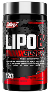 Nutrex Lipo-6 Black Max envase muestra el diseño para quemar grasa y conveniencia