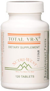 Nutri-West Total VR-X botella frontal mostrando tamaño compacto para uso diario.