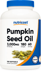 Nutricost aceite de calabaza en botella para uso diario de nutrientes vegetales.