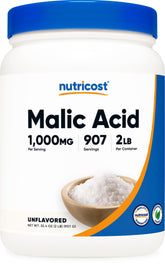 Nutricost ácido málico polvo 2lbs en bote, listo para mezclar en batidos