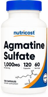 Nutricost Agmatina Sulfato: frasco de cápsulas para entrenamientos intensos