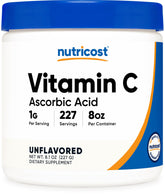 Nutricost ácido ascórbico polvo en envase para batidos diarios