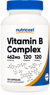 Nutricost B Complex en botella, apoyo a la energía diaria.