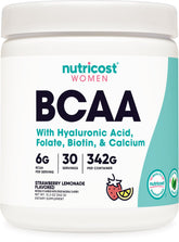 Nutricost BCAA para Mujeres, botella sabor fresa-limón para entrenamientos