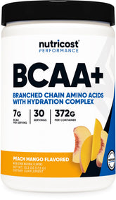 Nutricost BCAA Hidratación, bote durazno-mango listo para entrenamiento