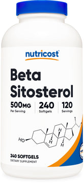 Nutricost beta sitosterol frasco con cápsulas blandas para uso diario.