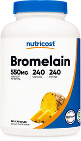 Nutricost Bromelina frasco con etiqueta 550 mg por porción para uso diario