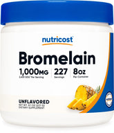 Nutricost Bromelina en polvo en envase de 8 oz para incorporar a batidos.