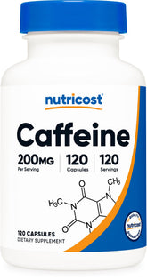 Nutricost cafeína 200 mg cápsulas, energía rápida sin azúcares