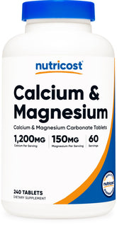 Nutricost calcio y magnesio: botella frontal para uso diario.
