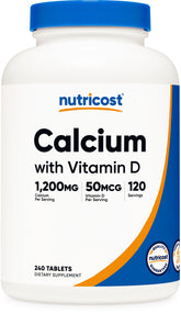 Nutricost Calcio con Vitamina D: envase externo para almacenamiento fácil y cómodo