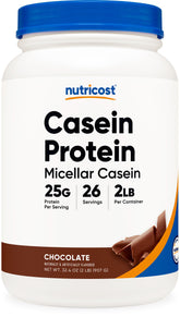 Nutricost Caseína en polvo 2 libras chocolate para batidos.