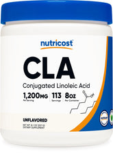 Nutricost CLA en polvo, envase de 8 onzas para soporte diario.