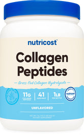 Nutricost Colágeno Peptidos, botella visible, mezcla suave para batidos diarios