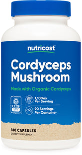 Nutricost Cordyceps: cápsulas en botella, conveniencia diaria para un estilo de vida activo.