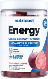 Nutricost Energía en Paquetes maracuyaguayaba: botella para energía sostenida.