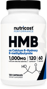 Nutricost HMB: botella con 120 cápsulas, apoyo para entrenamiento y recuperación