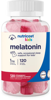 Nutricost gominolas melatonina para niños: botella con tapa de seguridad y sabor a fresa