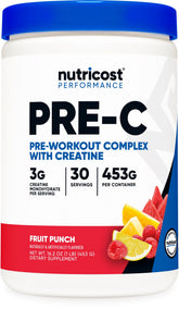 Nutricost Pre-Entrenamiento con Creatina, bote, impulso para entrenamientos intensos.