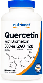 Nutricost Quercetin 880 mg, cápsulas en frasco, para apoyo general diario.