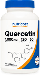 Nutricost Quercetina 1000 mg, cápsulas vegetarianas, apoyo antioxidante para uso diario.