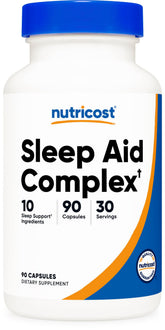 Nutricost Complejo para Dormir: botella frente para uso nocturno.