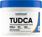 Nutricost Tudca polvo 25 g en botella, alta pureza para uso diario.