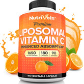 Nutrivein Vitamina C liposomal en bote de 180 cápsulas para defensa diaria.