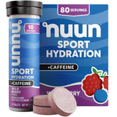 Nuun tableta electrolitos Frambuesa Salvaje se disuelve para hidratación rápida durante entrenamientos.