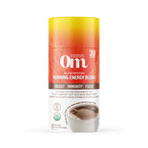 OM MUSHROOM SUPERFOOD muestra la mezcla de energía matutina en polvo para empezar el día con foco