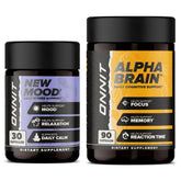 ONNIT Alpha Brain envase muestra enfoque diario y claridad