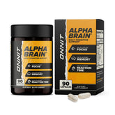 ONNIT Alpha Brain envase de 90 cápsulas para concentración sostenida