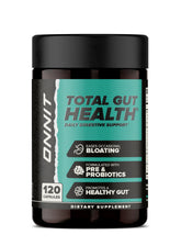 ONNIT Total GUT HEALTH: botella de cápsulas para apoyo digestivo diario.
