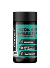 ONNIT Total Gut Health, botella, promueve digestión diaria equilibrada y microbioma saludable.