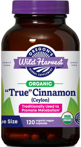 Cápsulas canela Ceylon de Oregon's Wild Harvest en frasco frontal para apoyar la digestión normal