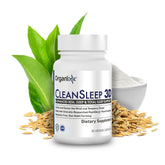 Organixx Clean Sleep 3D, botella visible, apoyo relajación nocturna sin melatonina.
