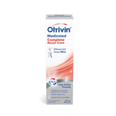 Otrivin Medicado Completo: botella vertiendo, alivio posible de nariz obstruida.
