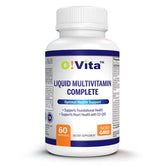 O!VITA líquido multivitamínico, botella frontal para uso diario.