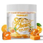 Parhaat Hierro Masticables Naranja: impulso diario de energía sin sabor metálico.
