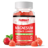 Parhaat gominolas de magnesio glicinato, sabor fresa, porción conveniente para la relajación diaria.