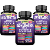 Parrox Resveratrol 14-en-1: etiqueta con ingredientes clave para vitalidad.