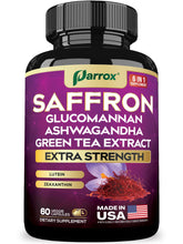 Parrox Saffron: botella de cápsulas para apoyo diario de bienestar