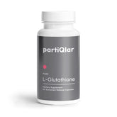 PartiQlar L-Glutatión 500mg: botella para soporte antioxidante diario.