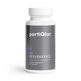 PartiQlar Trans-Resveratrol: botella de cápsulas para uso diario y antioxidante.