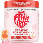 Peach Perfect Creatina para mujer, bote rosa, apoyo a la energía durante entrenamientos.