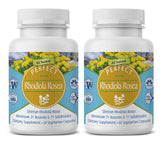 Perfect Supplements Rhodiola Rosea: botella con etiqueta, apoyo a la energía sostenida
