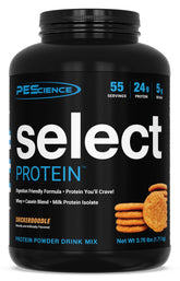 PEScience Select Protein en lata, sabor galleta canela, ideal para ingesta proteica diaria.