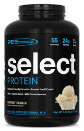 PEScience Select Protein en lata vainilla gourmet, ideal para batidos y rituales de entrenamiento.