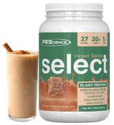 PEScience Select Vegan Protein Powder, sabor Cinnamon Delight para batidos nutritivos.